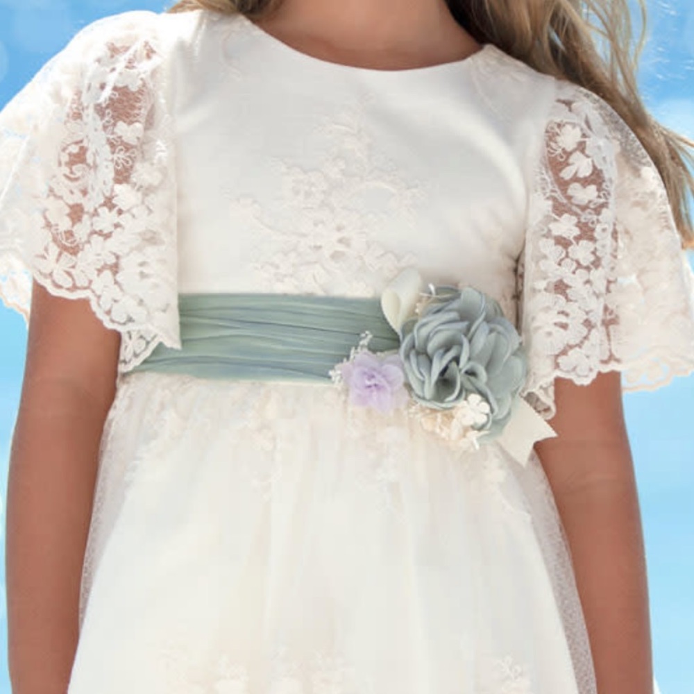 Abel & Lula Elegant Cream and Gray Kids Dress size 4 NWT